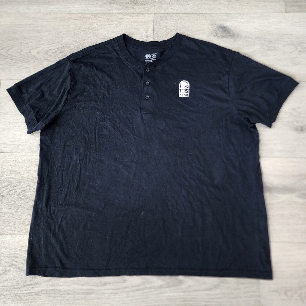 Taco Bell T-Shirt Men's XL Henley Life Is Better With The Bell Black Uniform
